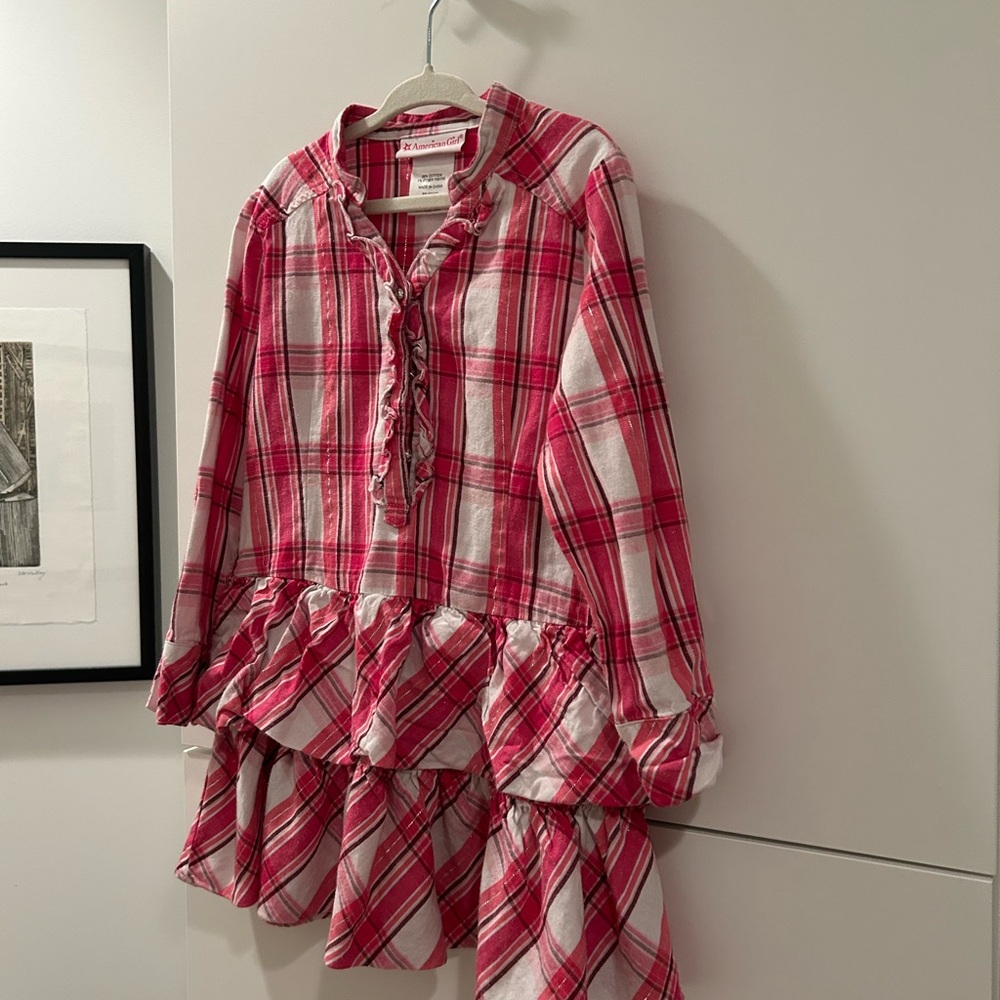 American Girl Red Plaid Ruffle Dress